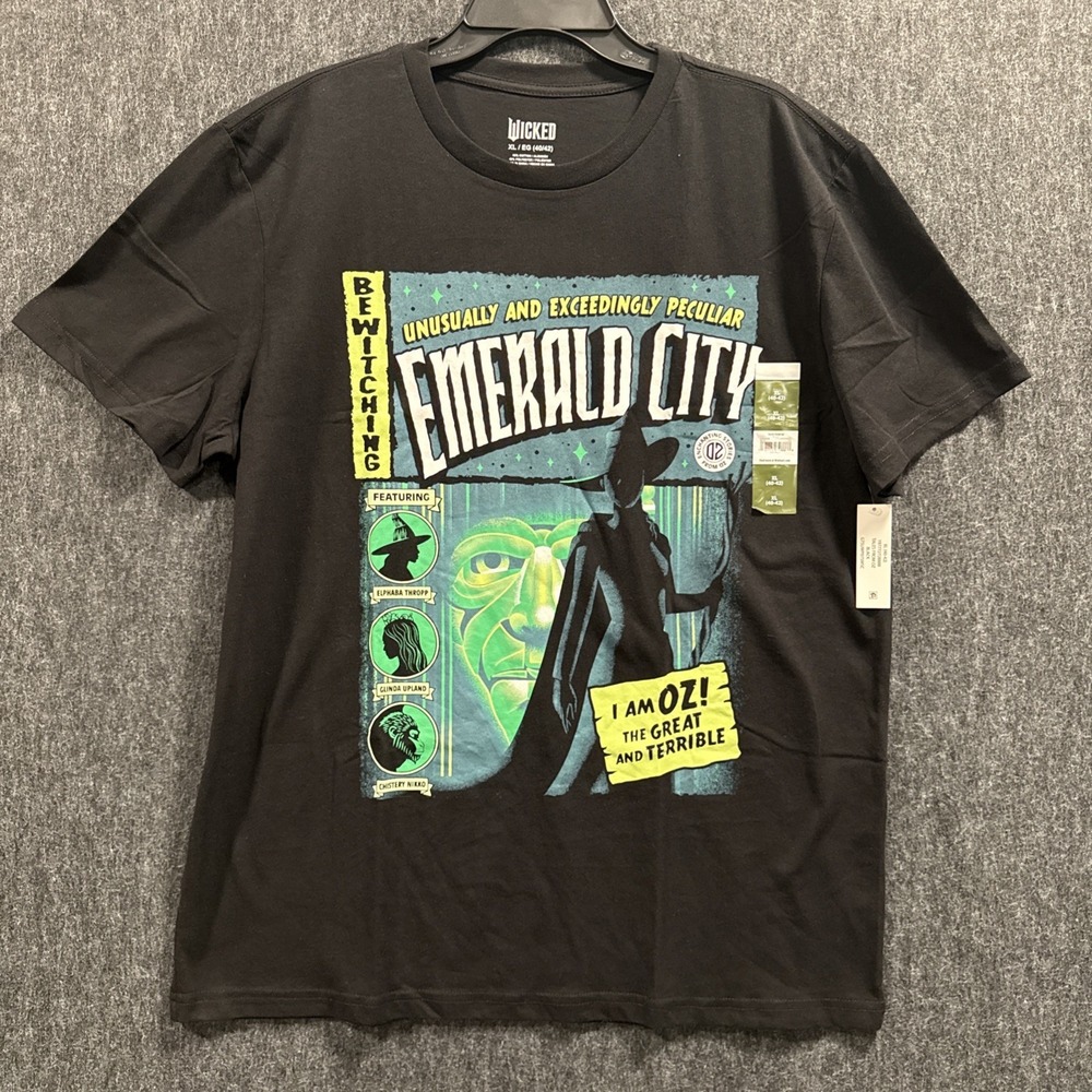 Wicked Emerald City Oz T-Shirt Mens XL(40-42) Black Graphic Broadway Musical NWT